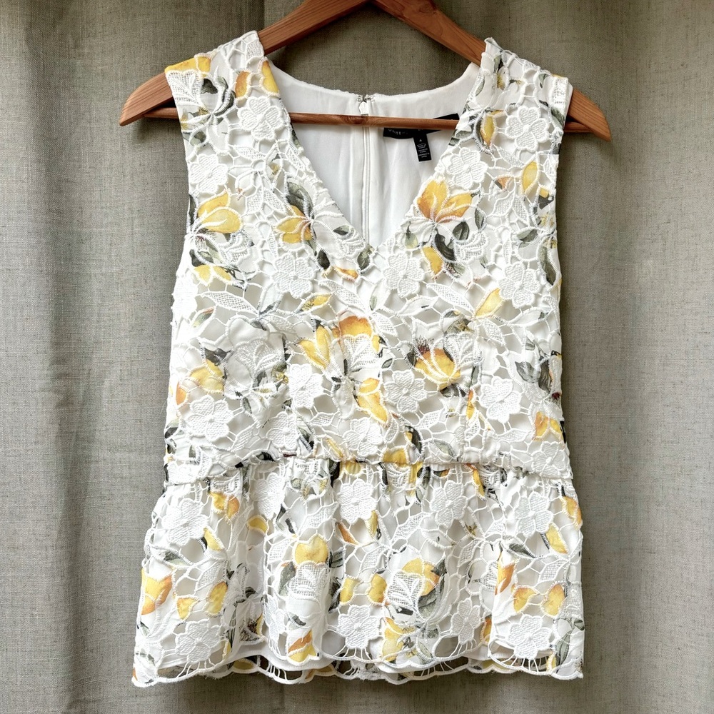 White House Black Market Printed Lace Tank | Size 4